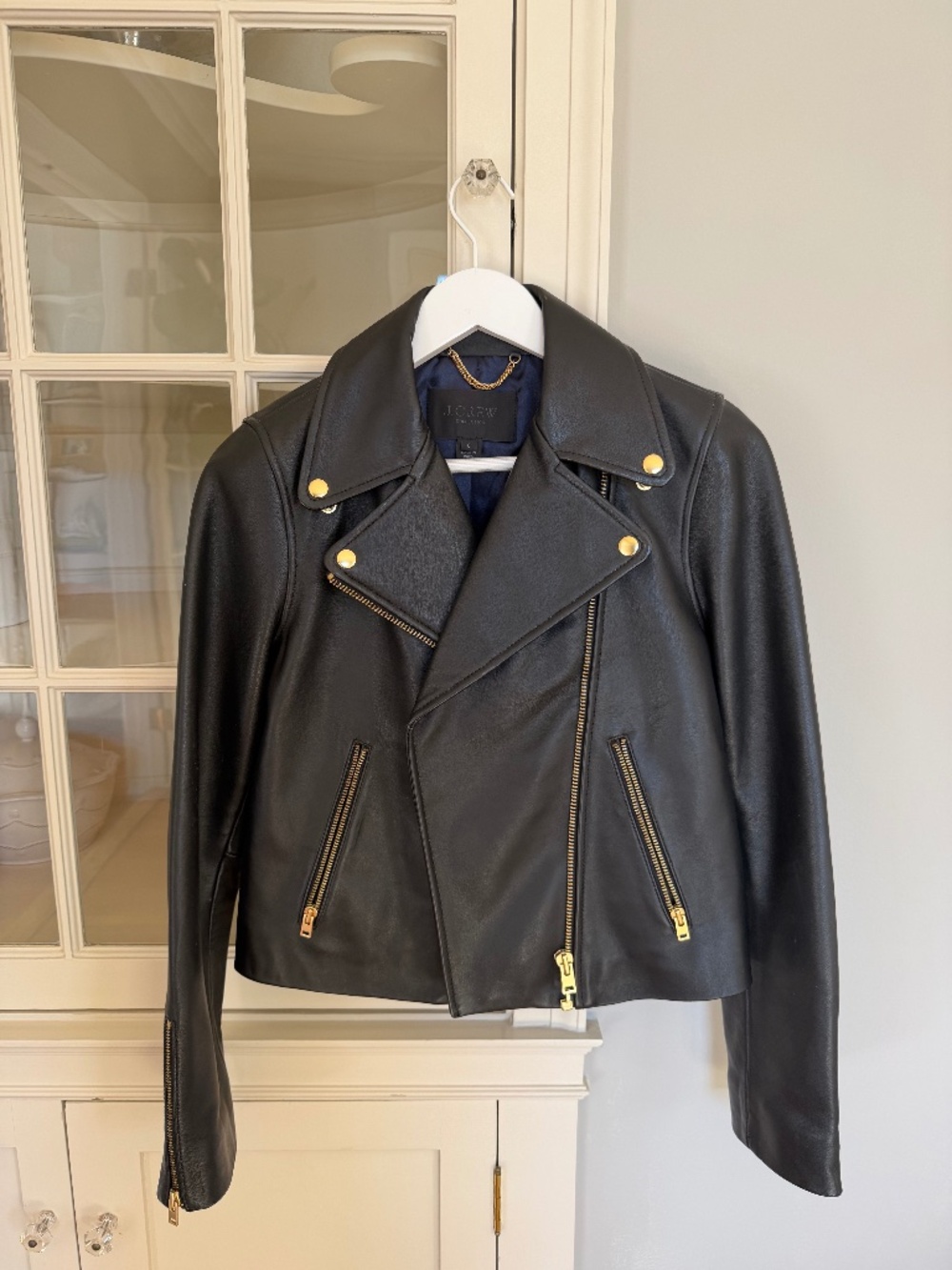 J. Crew Collection black leather motorcycle jacket, size 6